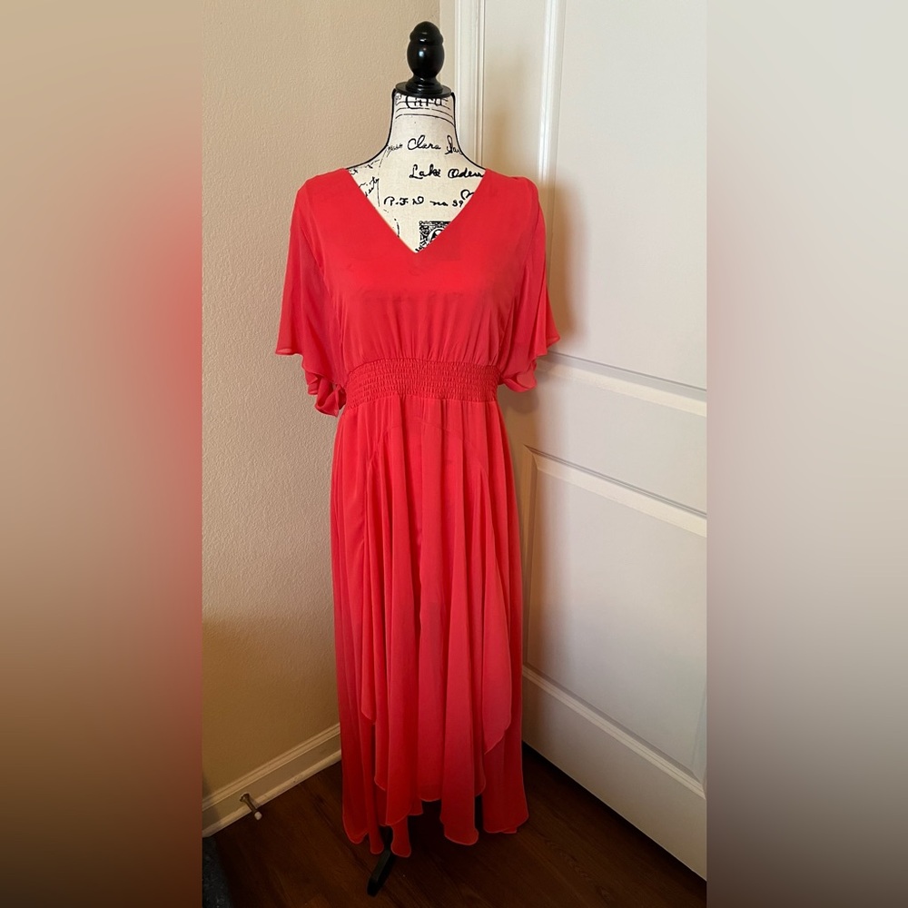 NWOT Express Dress, XL, Short Sleeve, Lightweight, Vibrant Red/Pink